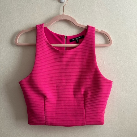 one clothing Tops - One Clothing Fuchsia Ribbed Crop Top